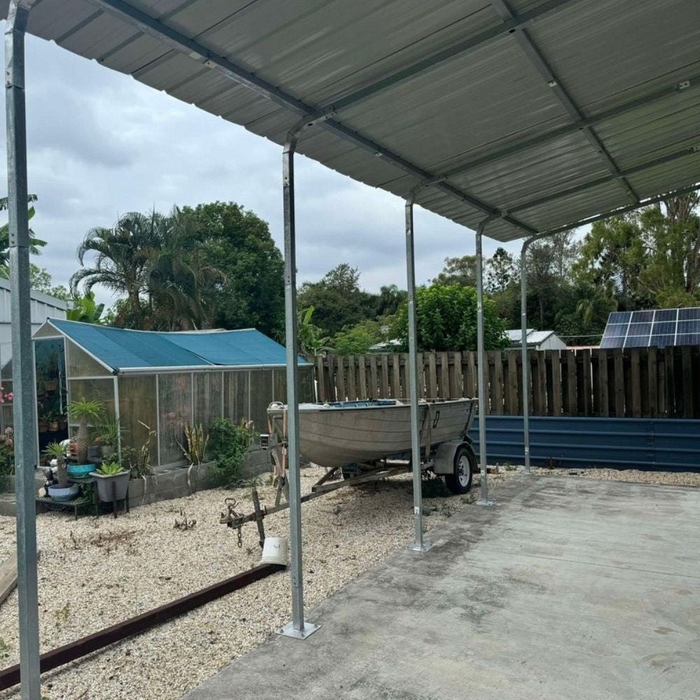 Portable Double Carport - showing inside legs