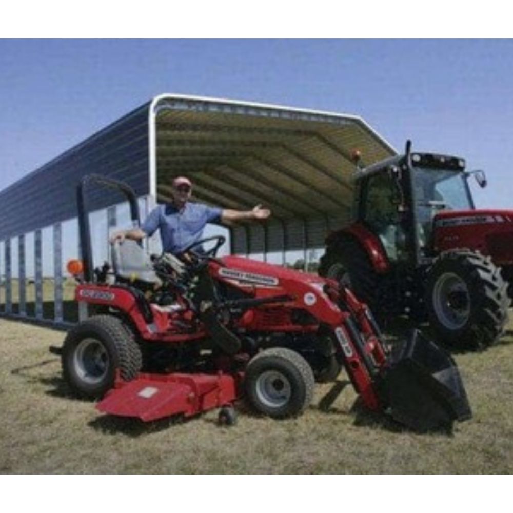 Large Industrial Shade sheds storing tractors
