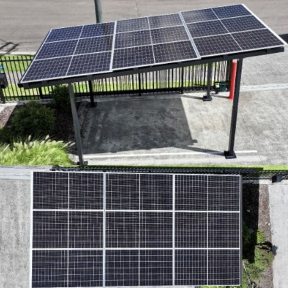 double solar carport from side and roof