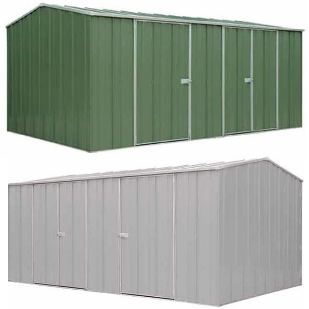 1510 Eco Plus workshop in Rivergum and zinc - Car Covers and Shelter