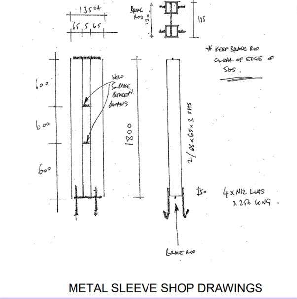 Metal sleeve shop drawing for Cantaport installation