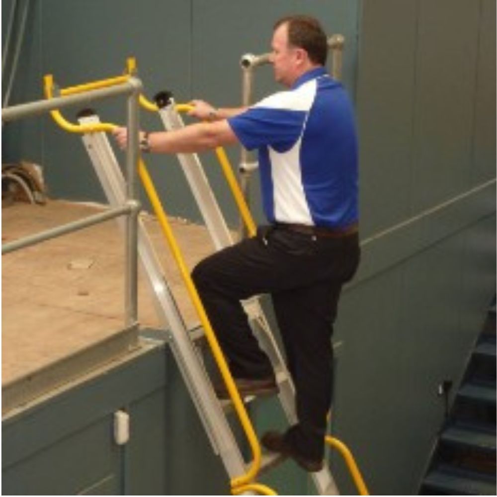 Mezzanine Ladder Mezzalad with man climbing