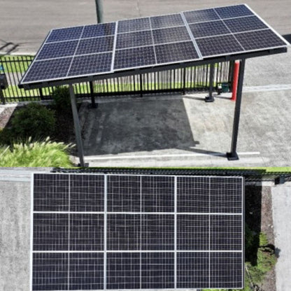 double solar carport from side and roof