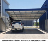Double solar carport with blue flashing - Car Covers and Shelter