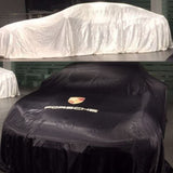 White and Black Reveal Car Cover with logo - Car Covers and Shelter