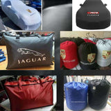 Spandex fabric includes storage bag illustrated, Custom Made Covers. Car Covers and Shelter